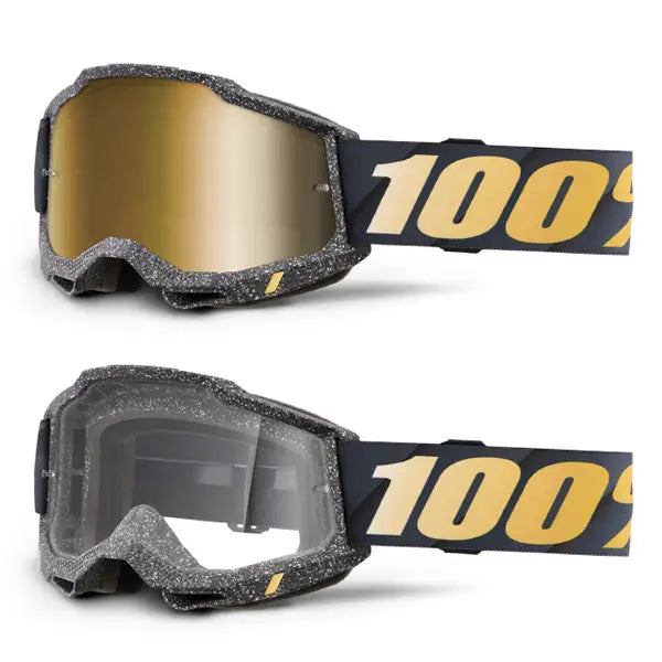 Antiparras Moto 100% Accuri 2 Lente gold y transparente Motocross Enduro Bici