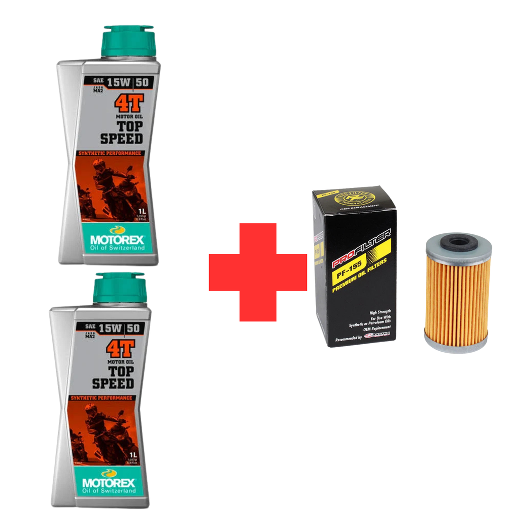 Kit Cambio de Aceite Motorex Top Speed 15W-50 2L + Filtro PF-155 | KTM Duke / RC / Husqvarna Svartpilen