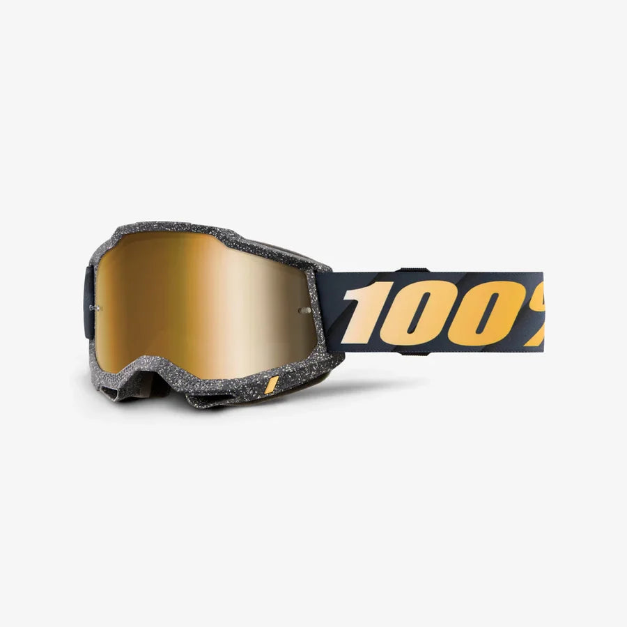 Antiparras Moto 100% Accuri 2 Lente gold y transparente Motocross Enduro Bici
